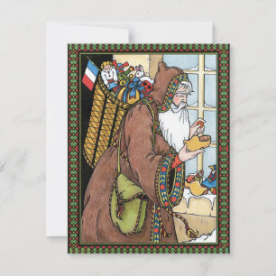 Cartes Pour Fêtes Annuelles Noël vintage, jouets du Père Noël sabots chaussure