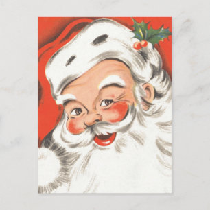 Cartes Pour Fêtes Annuelles Noël vintage, joyeux Père Noël avec sourire