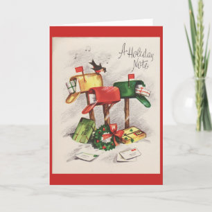 Cartes Pour Fêtes Annuelles Noël vintage - note de vacances (blanc à
