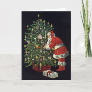 Cartes Pour Fêtes Annuelles Noël vintage, Père Noël avec des cadeaux