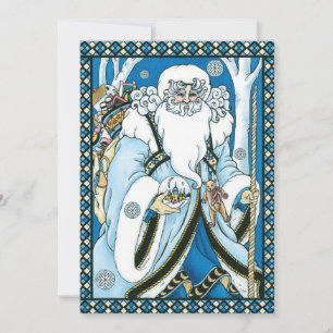 Cartes Pour Fêtes Annuelles Noël vintage, Père Noël bleu avec boule à neige