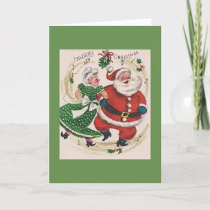 Cartes Pour Fêtes Annuelles Noël vintage - Père Noël et Mme Claus Dancing,