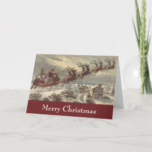Cartes Pour Fêtes Annuelles Noël vintage, Père Noël victorien à Sleigh