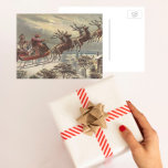 Cartes Pour Fêtes Annuelles Noël vintage, Père Noël victorien à Sleigh<br><div class="desc">Illustration vintage Victorian Joyeux Noël design avec le Père Noël dans son traîneau avec ses rennes livrant des jouets le soir de Noël. Saint Nicolas vole à travers le ciel au-dessus d'une ville avec des maisons à la lumière de la lune. Par Thomas Nast.</div>