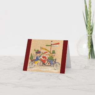 Cartes Pour Fêtes Annuelles Noël vintage, Père Noël victorien à vélo