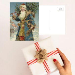 Cartes Pour Fêtes Annuelles Noël vintage, Père Noël victorien avec arbre