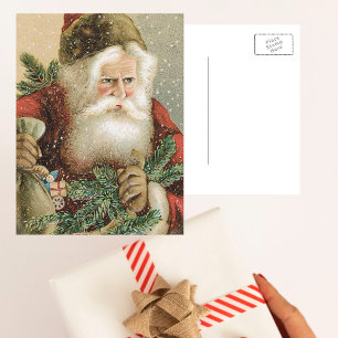 Cartes Pour Fêtes Annuelles Noël vintage, Père Noël victorien avec Pine