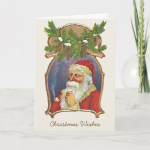 Cartes Pour Fêtes Annuelles Noël vintage, Père Noël victorien avec tuyau