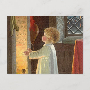 Cartes Pour Fêtes Annuelles Noël vintage, Réchauffement des enfants près de la