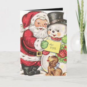 Cartes Pour Fêtes Annuelles Noël vintage rétro Père Noël sensation de bonhomme