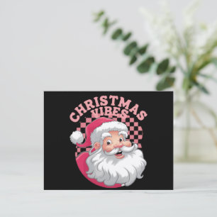 Cartes Pour Fêtes Annuelles Noël vintage Retro Pink Père Noël
