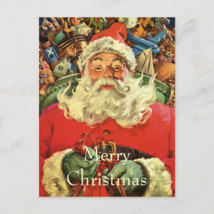 Cartes Pour Fêtes Annuelles Noël Vintage Santa Claus à Sleigh avec jouets