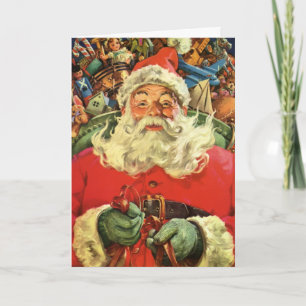 Cartes Pour Fêtes Annuelles Noël Vintage Santa Claus à Sleigh avec jouets