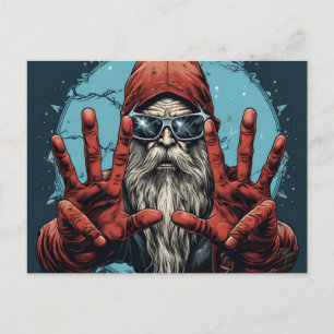 Cartes Pour Fêtes Annuelles Noël vintage Santa Heavy Metal Rock and Roll