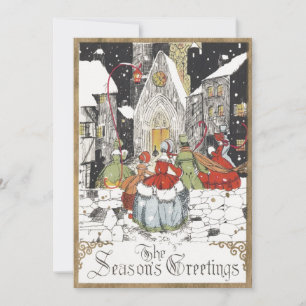 Cartes Pour Fêtes Annuelles Noël vintage victorien personnes allant à l'église
