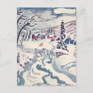 Cartes Pour Fêtes Annuelles Noël Vintage, Village d'hiver Neige
