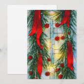 Cartes Pour Fêtes Annuelles Noël vitrail sapin et ruban pas cher (Devant / Derrière)