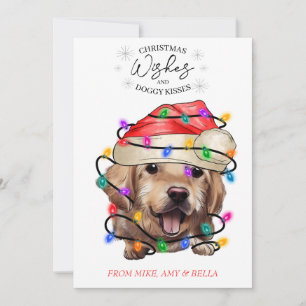 Cartes Pour Fêtes Annuelles Noël Voeux Chien Chiot Baisers Joli Animal Personn