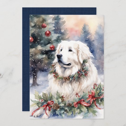 Cartes Pour Fêtes Annuelles Noël - WC Great Pyrenees (Devant / Derrière)