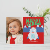 Cartes Pour Fêtes Annuelles Noël Whimsical Retro Yeti (Debout devant)