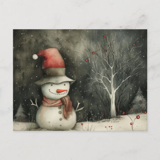Cartes Pour Fêtes Annuelles Noël Whimsman Snowman rouge noir