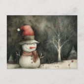 Cartes Pour Fêtes Annuelles Noël Whimsman Snowman rouge noir (Devant)
