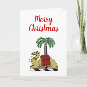 Cartes Pour Fêtes Annuelles Noël Xmas Armoiries Chameau Palmier Couleur