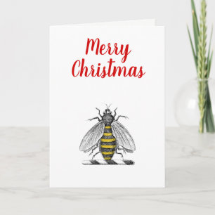 Cartes Pour Fêtes Annuelles Noël Xmas Héraldique Vintage Emblème Abeille C