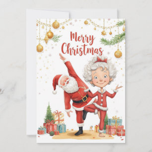 Cartes Pour Fêtes Annuelles Noël Yoga Santa Claus en posture de Yoga pour les