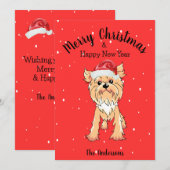 Cartes Pour Fêtes Annuelles Noël Yorkie (Devant / Derrière)