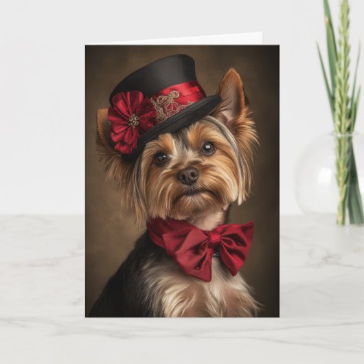 Cartes Pour Fêtes Annuelles Noël Yorkie victorien (Devant)