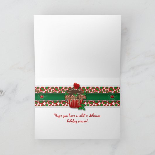 Cartes Pour Fêtes Annuelles Noël Zebra Leopard Heart Cupcake Ruby (Intérieur)