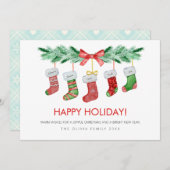 Cartes Pour Fêtes Annuelles Noëls de Noël 5 Noms de famille heureux (Devant / Derrière)