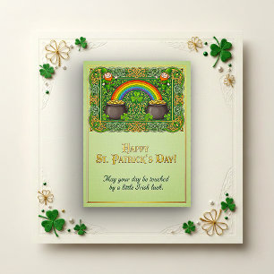 Cartes Pour Fêtes Annuelles Nœud celtique lutin arc-en-ciel Saint-Patrick