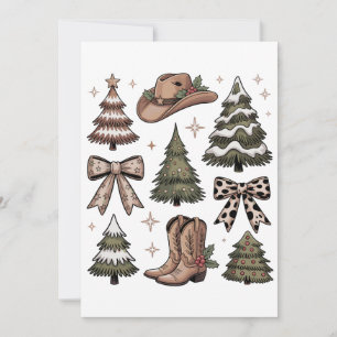 Cartes Pour Fêtes Annuelles Noeud Coquet de Noël Occidental Botte de Cowboy Co