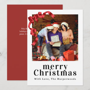 Cartes Pour Fêtes Annuelles Noeud élégant ruban rouge Joyeux Noël Photo
