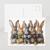 Cartes Pour Fêtes Annuelles Nœud papillon de lapin fantaisie aquarelle (Devant / Derrière)