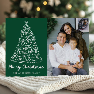 Cartes Pour Fêtes Annuelles Noeud papillon fantaisiste d'arbre de Noël vert Ph