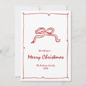 Cartes Pour Fêtes Annuelles Noeud rouge Noël moderne (Devant)