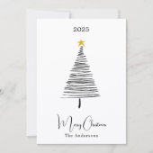 Cartes Pour Fêtes Annuelles Noir blanc arbre simple boho Noël (Devant)