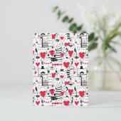 Cartes Pour Fêtes Annuelles Noir Blanc Cute Chat Coeur Rouge (Debout devant)