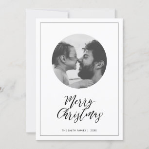 Cartes Pour Fêtes Annuelles Noir & Blanc   Joyeux Noël Photo Minimaliste