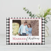 Cartes Pour Fêtes Annuelles Noir blanc marié Noël moderne (Debout devant)