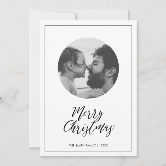 Cartes Pour Fêtes Annuelles Noir & Blanc | Mini photo de Noël de Joyeux (Devant)