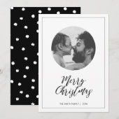 Cartes Pour Fêtes Annuelles Noir & Blanc | Mini photo de Noël de Joyeux (Devant / Derrière)
