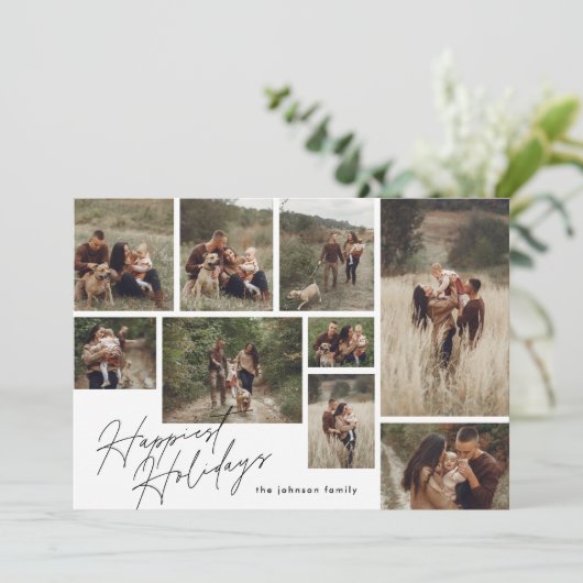 Cartes Pour Fêtes Annuelles Noir blanc moderne Noël 9 Photo Happest (Debout devant)