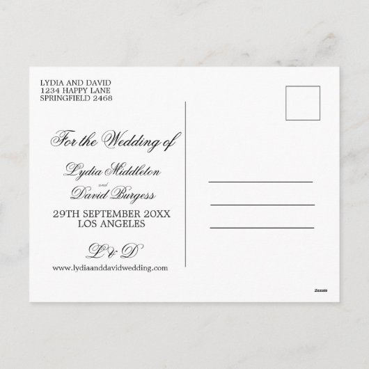 Cartes Pour Fêtes Annuelles Noir Blanc Photo Mariage Enregistrer La Date (Dos)