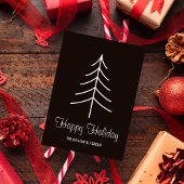 Cartes Pour Fêtes Annuelles Noir & Blanc Pine Tree Logo d'entreprise Pas de ph