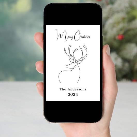 Cartes Pour Fêtes Annuelles Noir blanc rennes abstraits Noël moderne