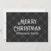 Cartes Pour Fêtes Annuelles Noir blanc tartan plaid hiver Noël motif (Devant)